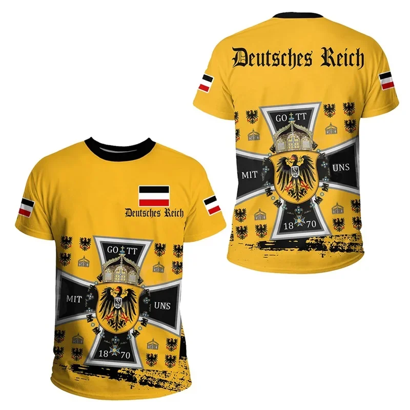 German Flag Print T Shirt For Men Fashion National Emblem Pattern Oversized T-shirts Casual O-neck Short Sleeve Tops Summer Tees