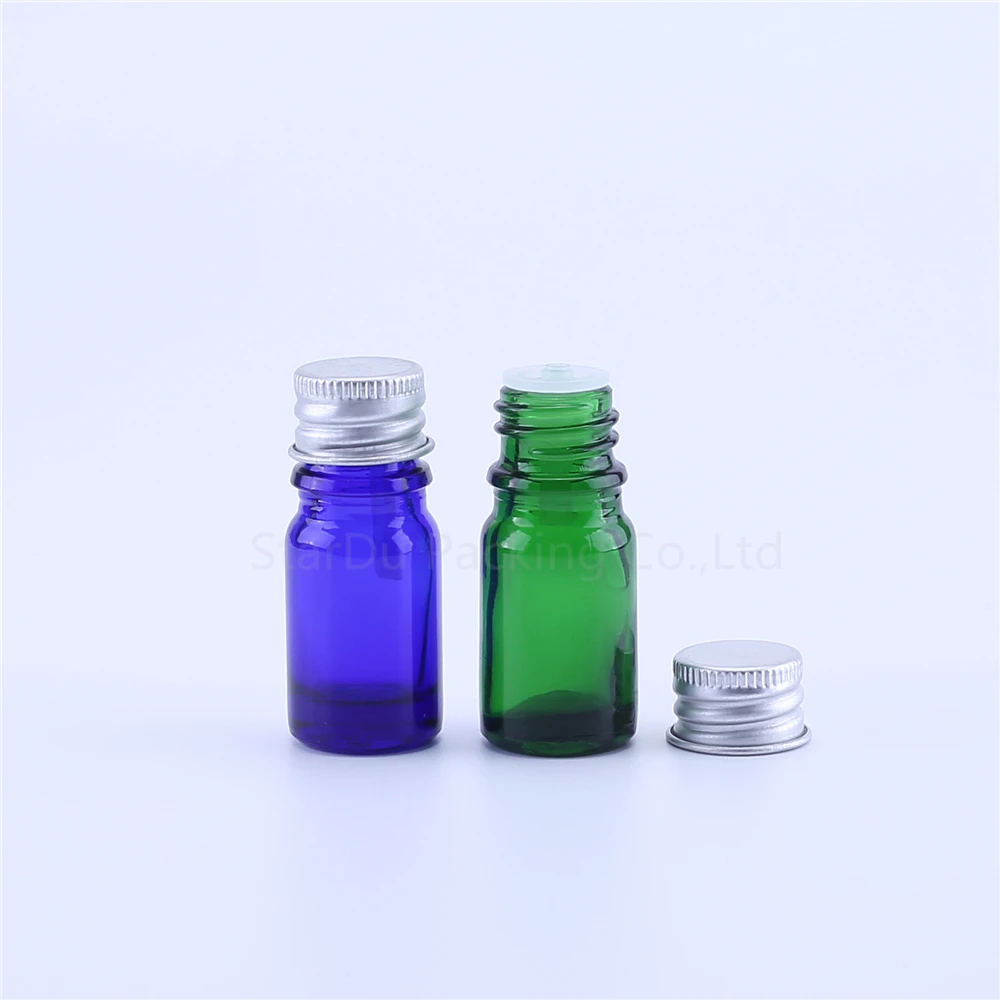 

12 шт., 5 мл, толстые янтарные, синие, зеленые, прозрачные стеклянные бутылки с эфирным маслом и крышкой, стеклянные контейнеры