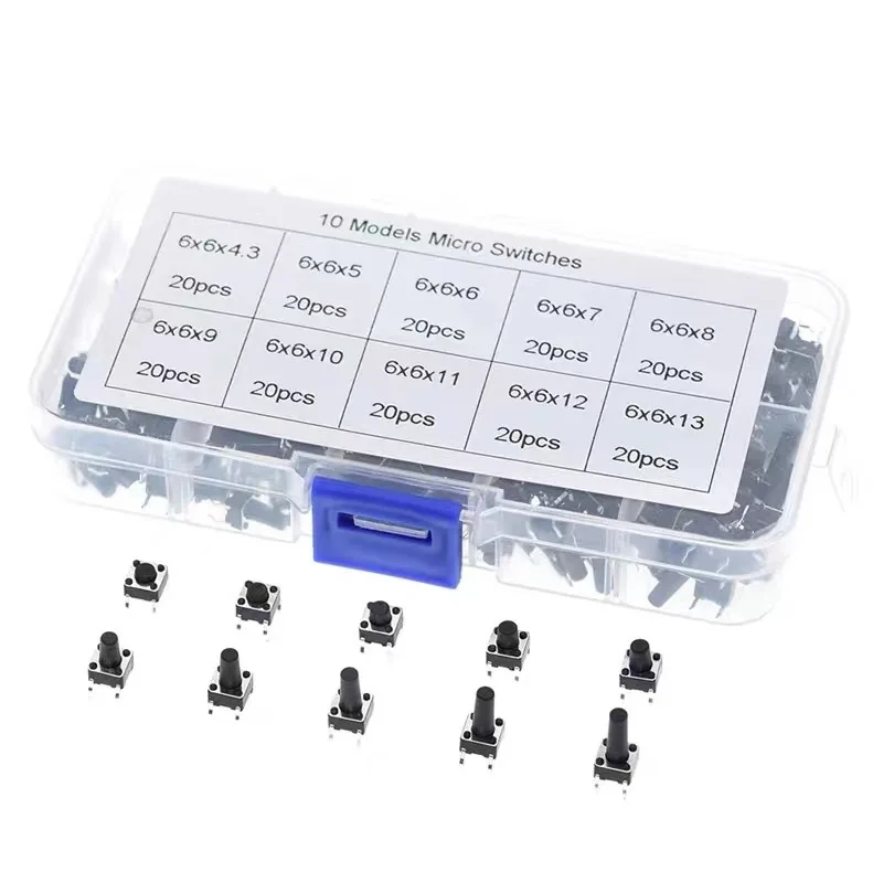 10 types of 100/200 micro switch buttons 6*6 vertical panel switch buttons Repair switch buttons