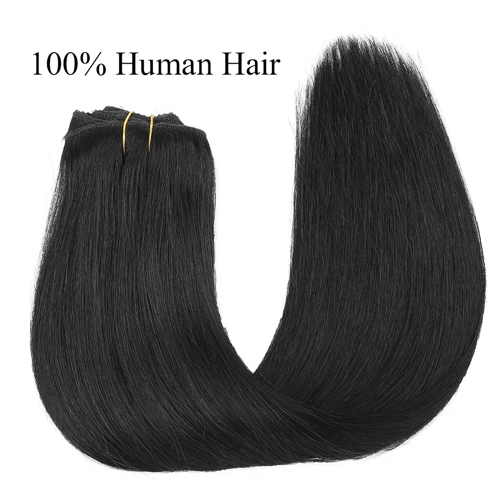 Gitzwarte Clip In Hair Extensions Echt Menselijk Haar 120G 100% Remy Menselijk Haar Clip In Extensions 8 Stuks 20Clips Hair Extensions