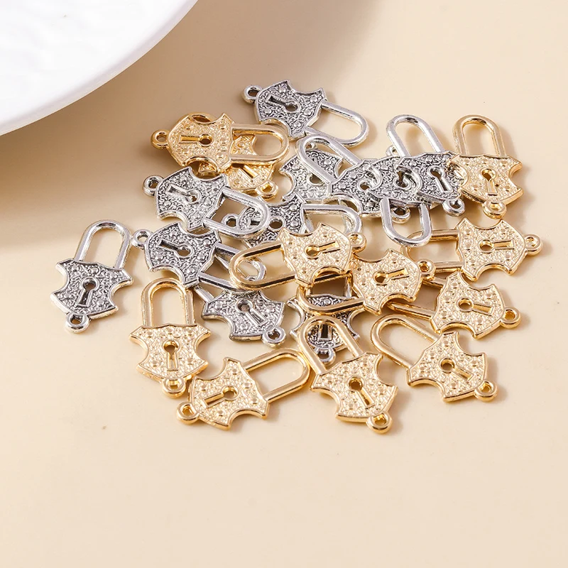 Leslie 20 Stück Gold Silber Farbe Vorhängeschloss Schlüssel Charm Anhänger Schmuck Zubehör Retro Schlüssel Charms DIY handgemachte Schmuckherstellung Handwerk – Detail 4