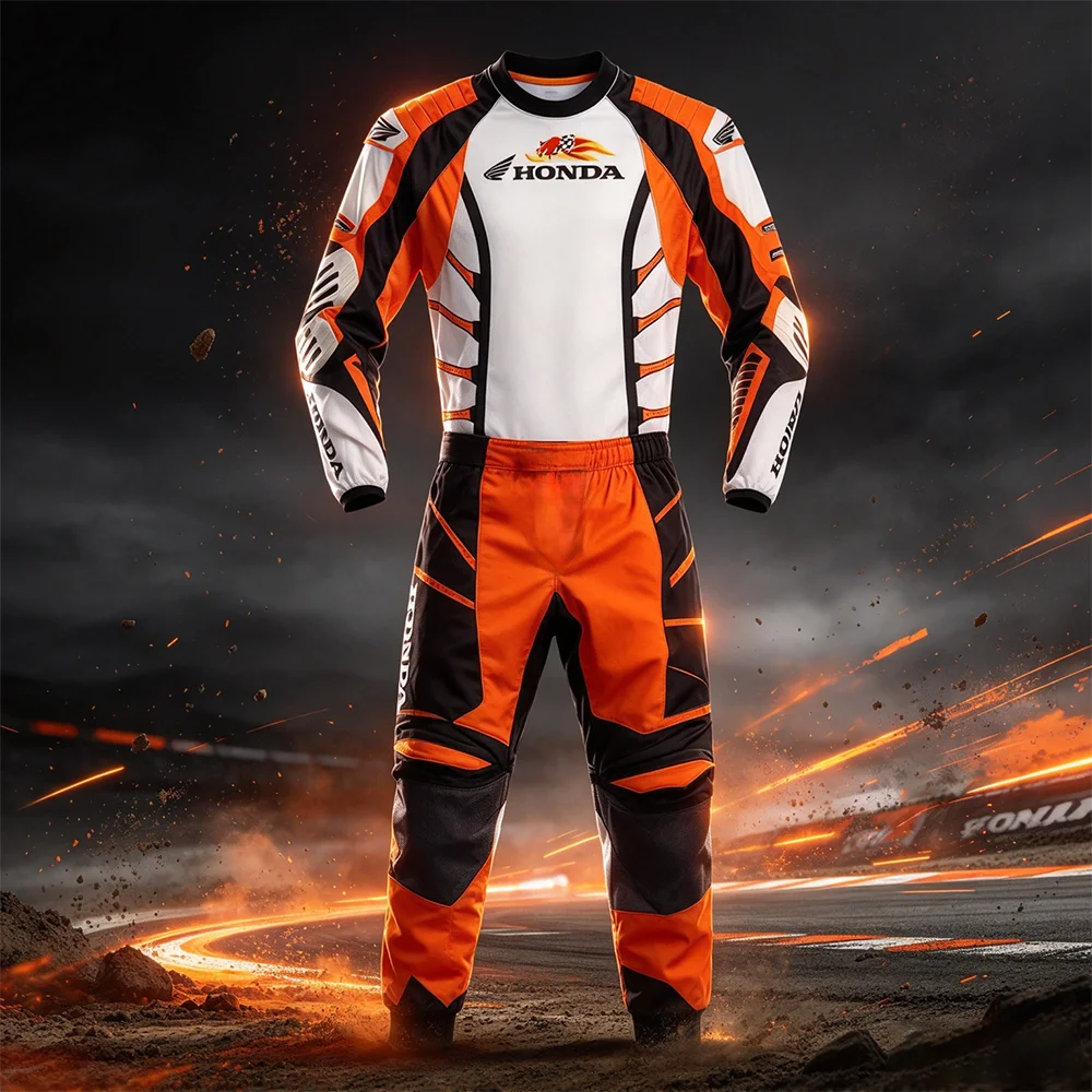 Men Long sleeved and long pants set Honda New Motocross Clothing SMX450 Jersey Long Sleeves Pants Set Gear Set Dirt Bike Suit