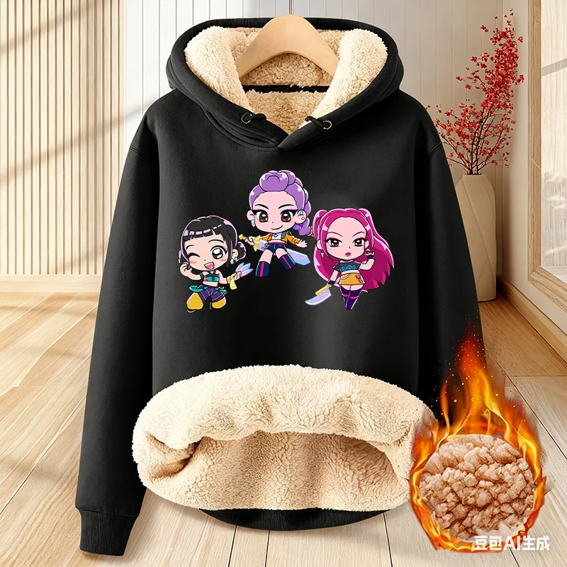 

Demone Hunter Woman Thicken Warm Coat Kawaii Cute Anime Print Youth Clothes Autumn Spring Warm Adult Jacket Long Sleeve Pullover