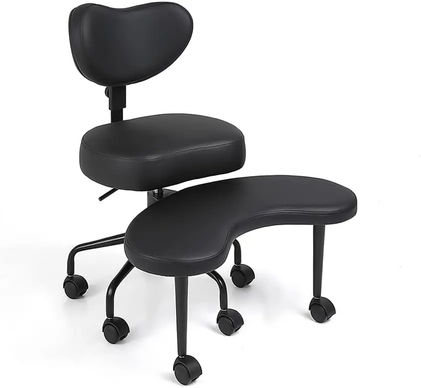 Cross Legged Chair with Wheels, Chair, Criss Cross Desk Chair with Height Adjustable Backrest and Adjustable Stool