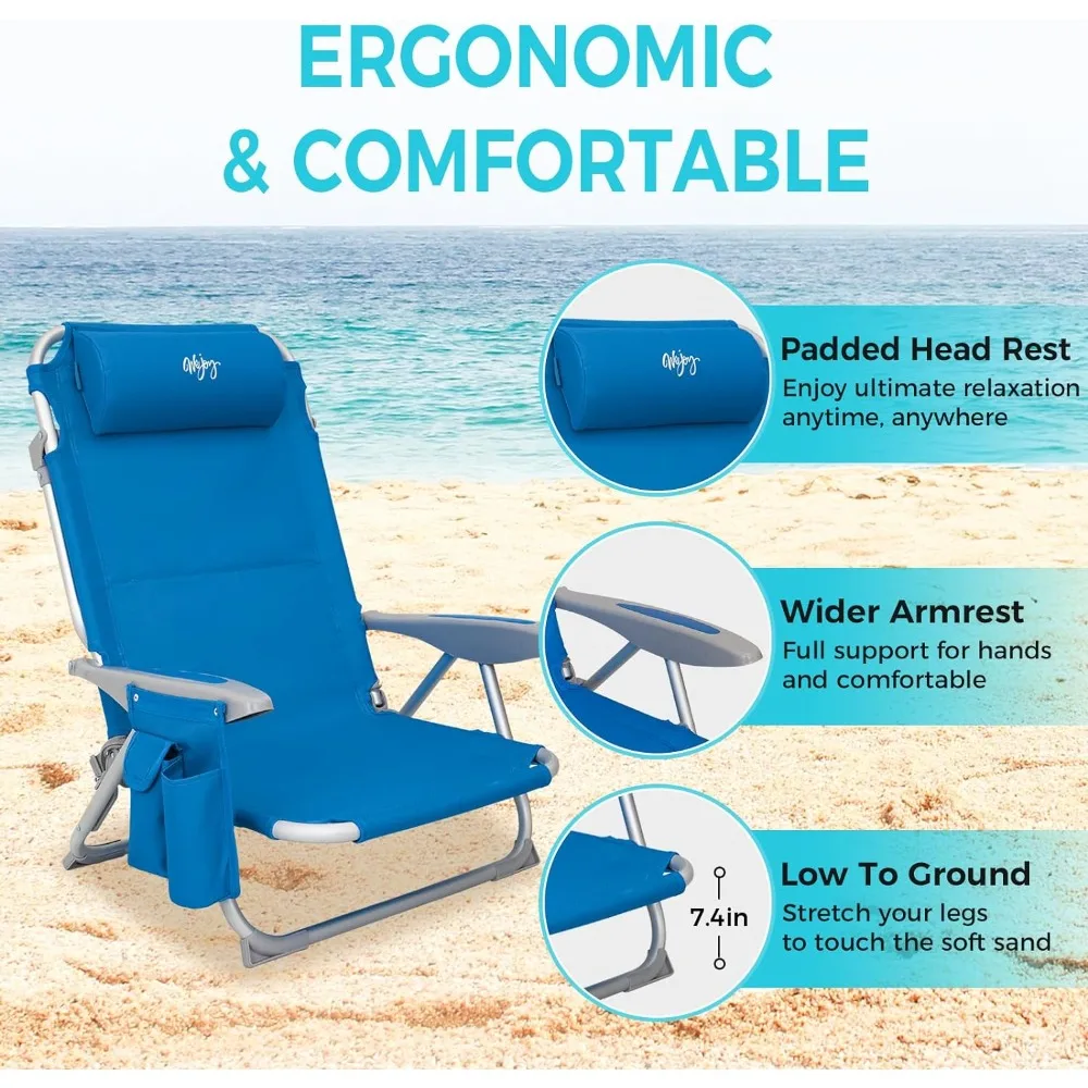 Low Beach Chairs With Shoulder Strap Playa 4-Position Aluminum Lightweight Beach Chair Portable Folding Beaches Chairs Camping