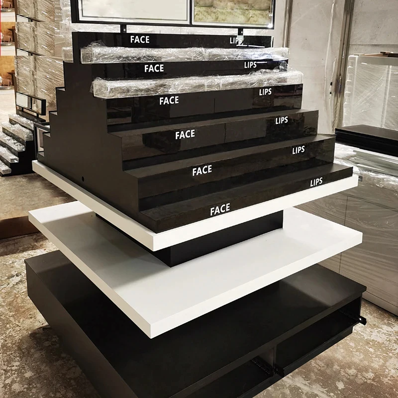 custom.Customized Makeup Display Cabinet with Mirror Organic Box Multi-tiered Flow Table Island Cosmetics showcase