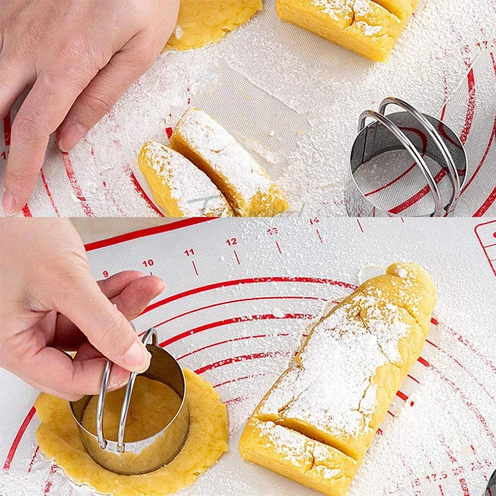 for Professional Grade Stainless Steel Cookie Cutters 5 Piece Set for Accurate Shaping of Cookies Scones and Bakery Style