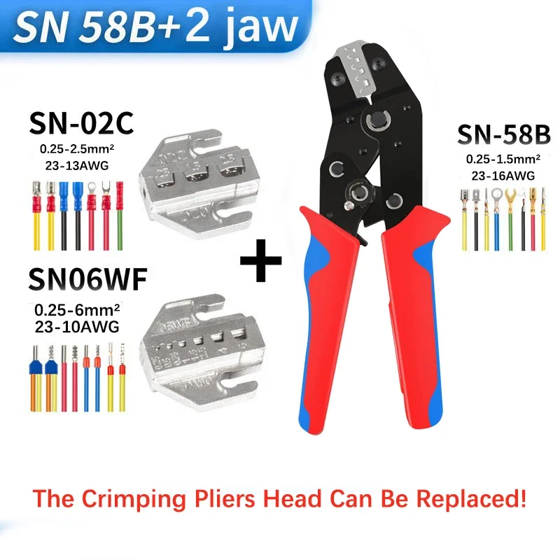 SN-58B Crimping Pliers Change Jaw Kit Tool 02C /-6/03H/06WF/2546/2549 Terminal Wire Electrical Pliers  Wiring tools