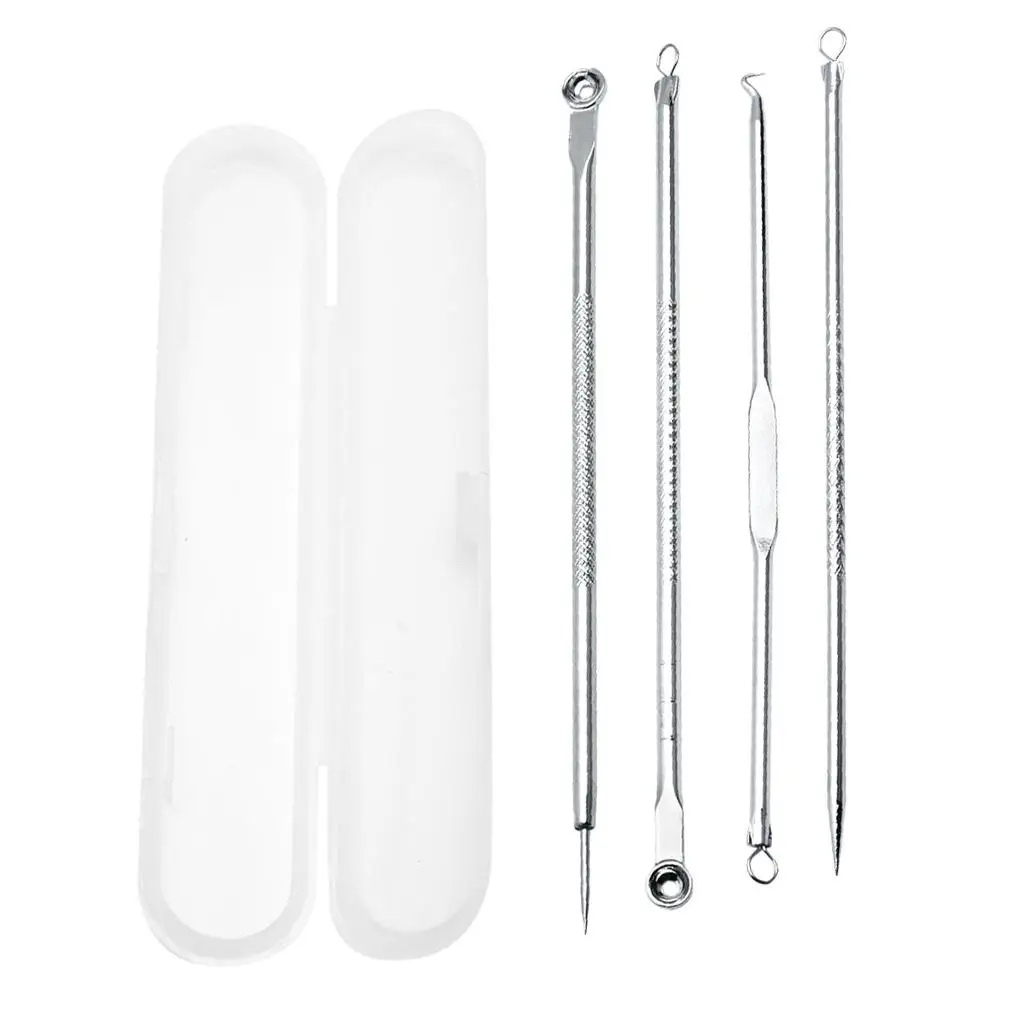 3-4Pack 4 Stuk Mee-Eter Acne Comedone Smet Extractor Remover Roestvrij Gereedschap