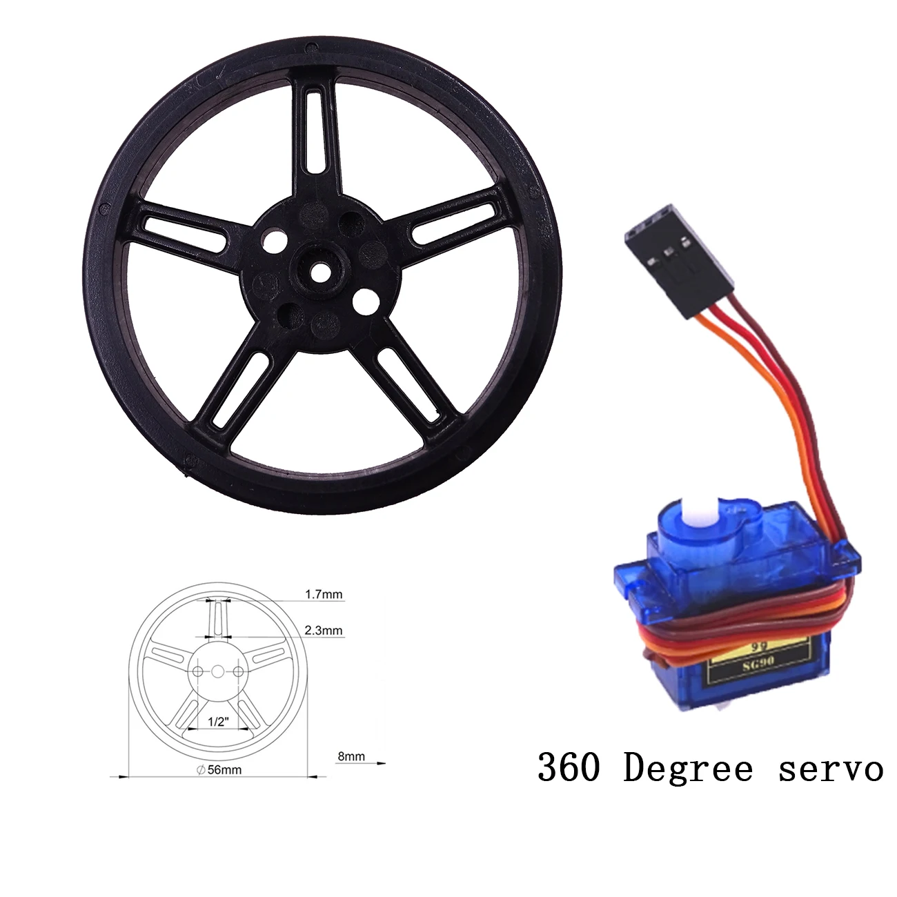 SG90 Power Kit 9G 360 Degree Continuous Rotation Servo With Servo Wheel DIY Kit