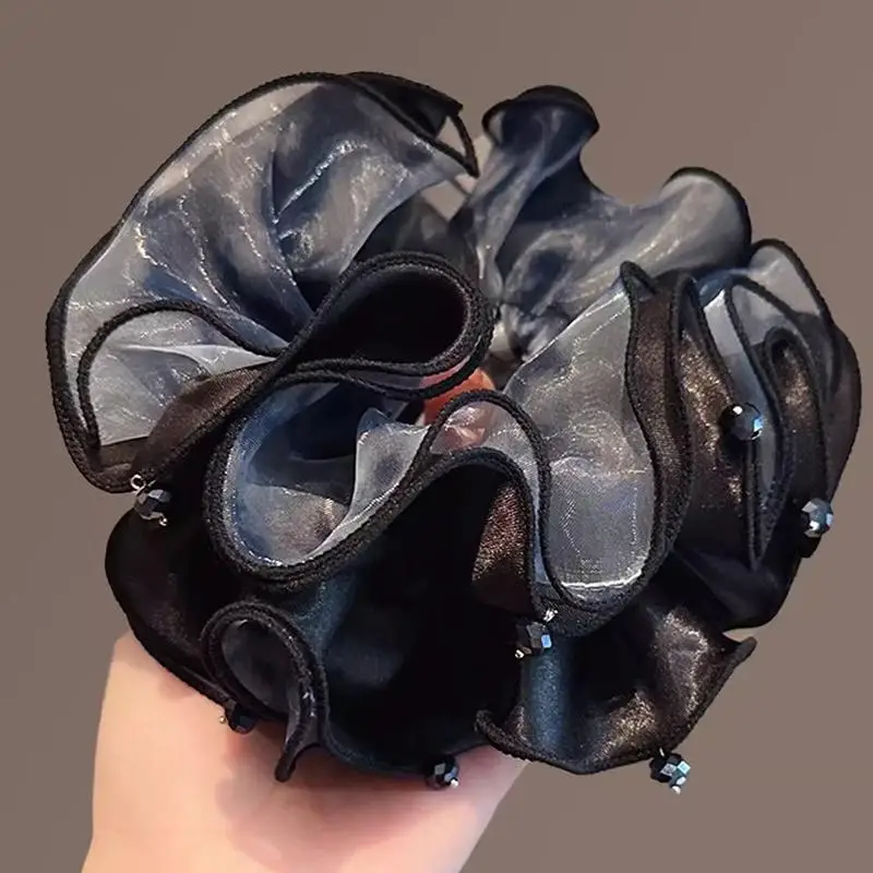 Koreanische Vintage Farbverlauf-Gaze-Haargummis Elegante Elastische Haarbänder für Damen Schicke Dutt- und Pferdeschwanz-Haaraccessoires – Detail 1