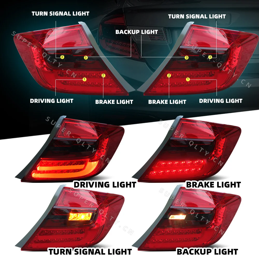 Eagle Eye Car Taillight for Honda Civic 2012-2014 Taillight CIIMO FD2 Lamp 2 PCS Rear Fog Brake Turn Signal FD2 LED Tail Light