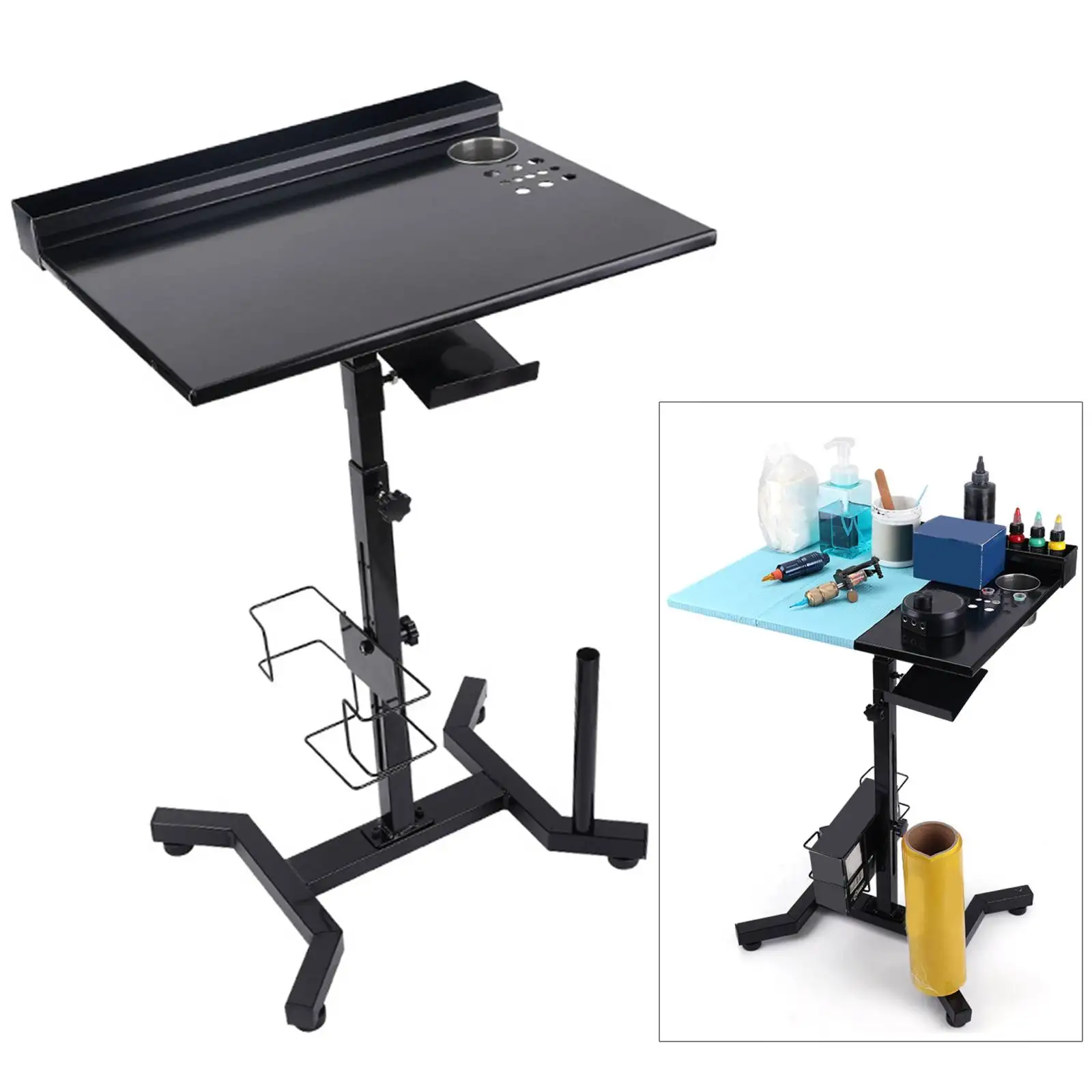 Workstation Table Tattoo Desktop Height Adjustable Large Panel Board Rust Resistant Workbench Tray for Home Hair Styling Salon