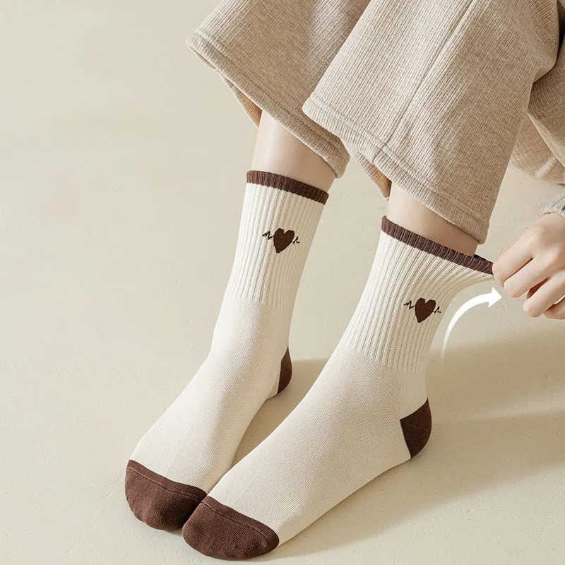 Heart Love Socks Cute Casual Comfortable Sock Girl Female Women Spring Winter Summer Fall Sporting Leisure Pure Cotton Meias Sox