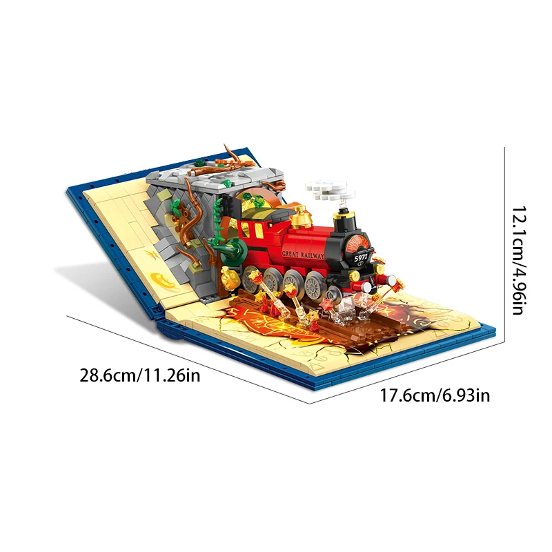 MEOA Classic MOC Harry Steam Train Building Block Model 889Particles DIY Magic Train Book Bricks Set Toys for Kids and Adults