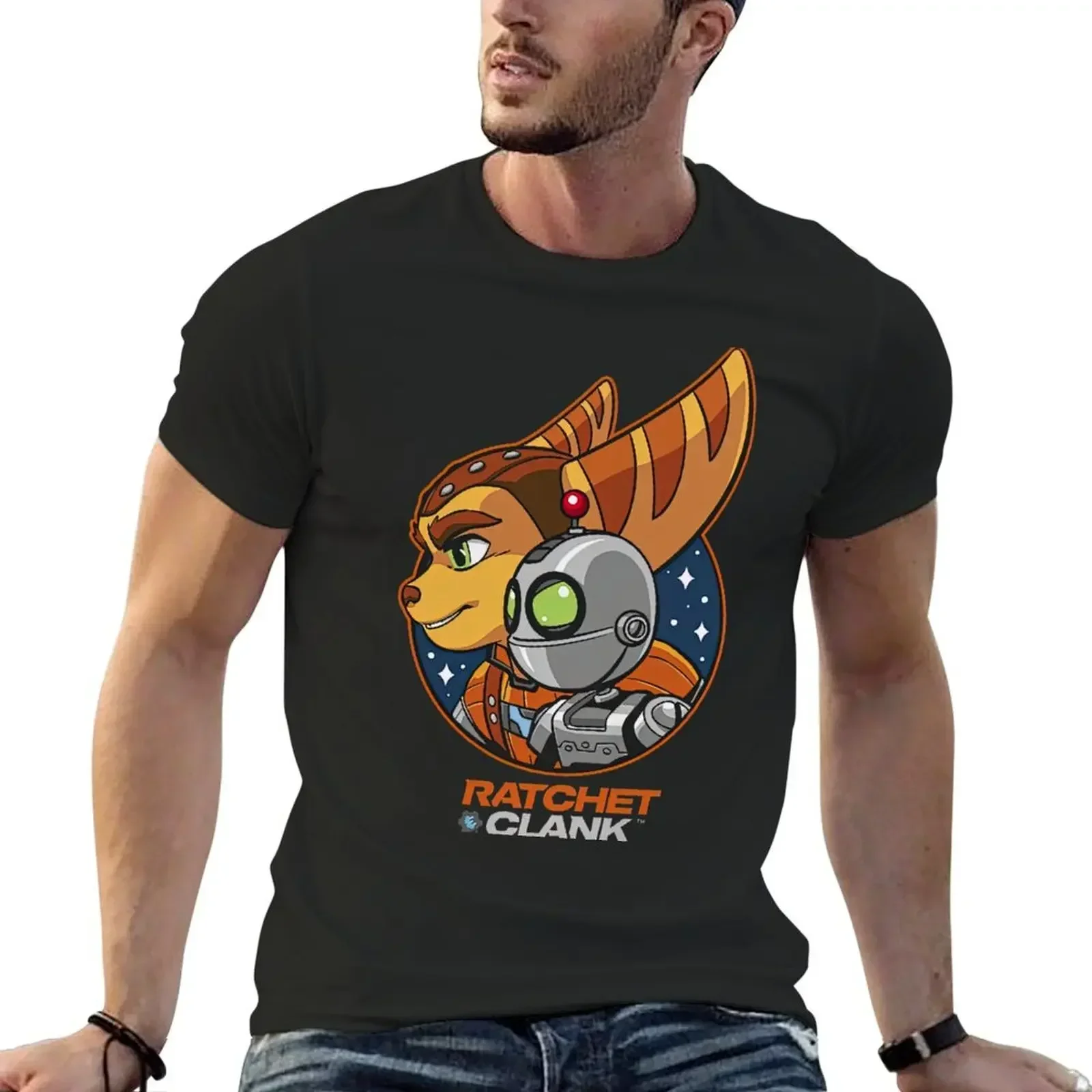 Summer Tops Boys Animal Print Mens Plain T Shirts Ratchet and Clank Rift Apart Hero T-shirt Men Clothing Oversized Graphic Funny