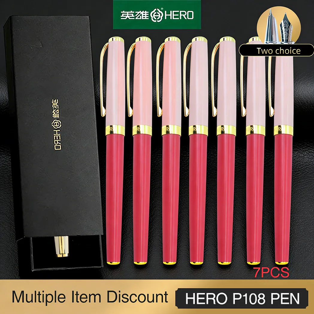 

Hero Fountain Pen Set - P108 Model with 0.5mm Color Iridium Nib for Smooth Writing, Premium Gift Box, Ideal for Students, School