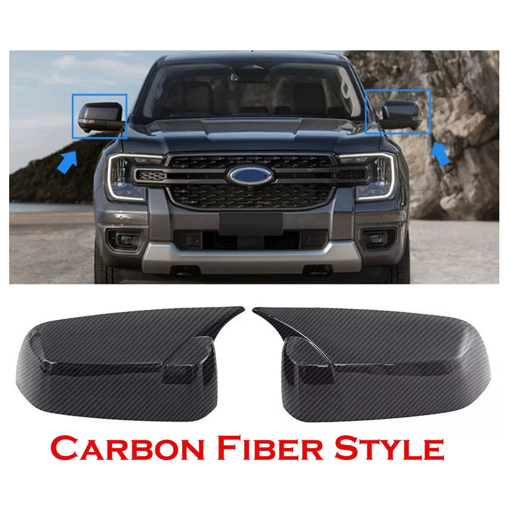 

For Ford Ranger 2023 2024 Accessories Carbon Fiber Door Mirror Protection Shell External Mirror Housing Cover Replacement Trim