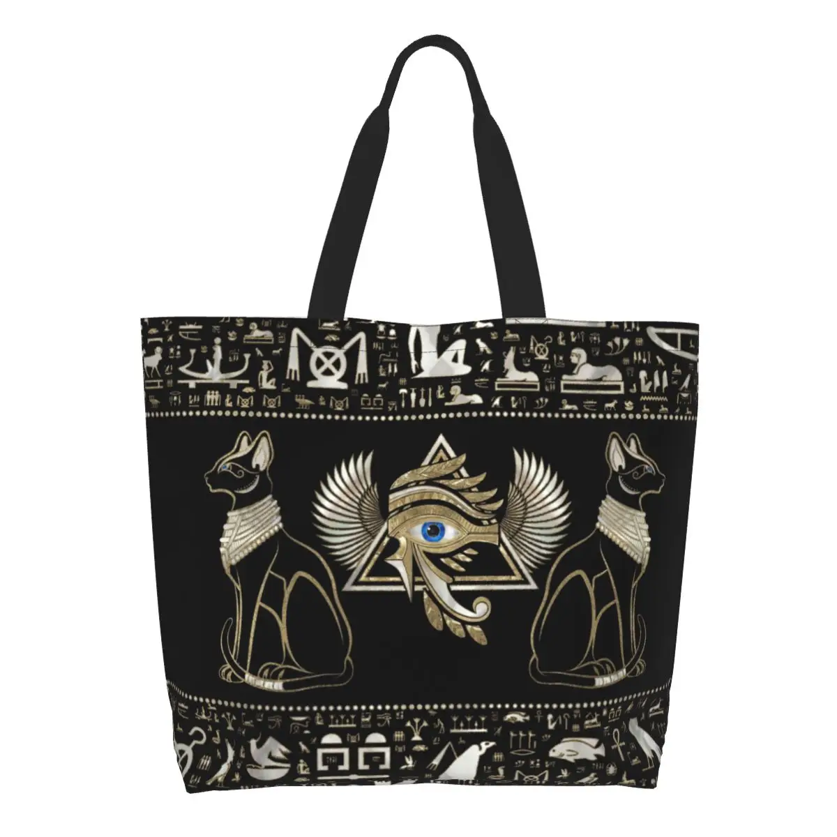 sacolas-de-compras-personalizadas-kawaii-egipcio-sacolas-de-compras-reutilizaveis-antigo-egito-olho-de-horus-sacola-de-compras-de-ombro-de-lona