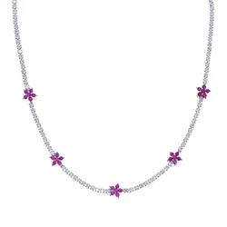 Sexy Choker Tennis Chain Full Cz Necklace for Women Luxury Cubic Zircon Flower Charm Crystal Short Jewelry