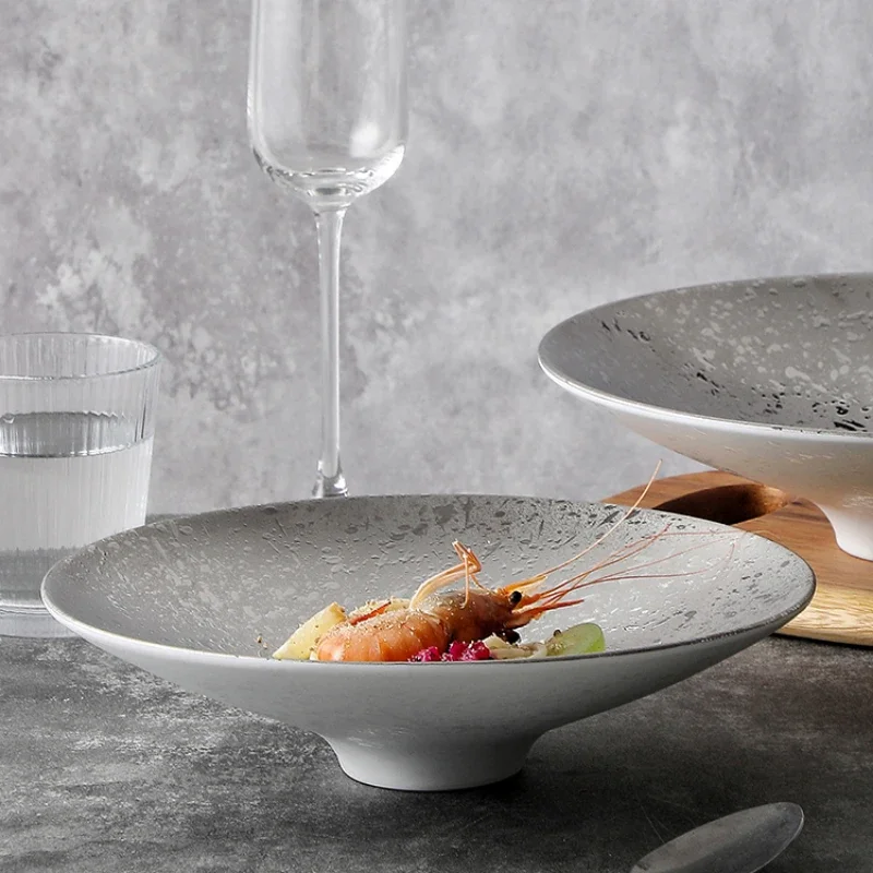 Creativity Gao Jiao Tang Pan Tableware Ceramic Hat Bowl Cold Dish Plate Commercial Spaghetti Plate Hotel Western Food Plate