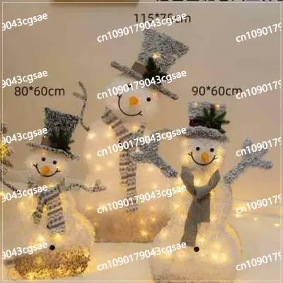 Christmas Glowing White Falling Wrought Iron Snowman Elk Christmas Tree Doll Window Shopping Mall Hotel Ornament Decoration O