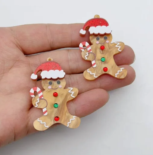 5 Pcs Acrylic Christmas Charm Pendant Jewelry DIY Bracelet Earrings Decorative Material Accessories