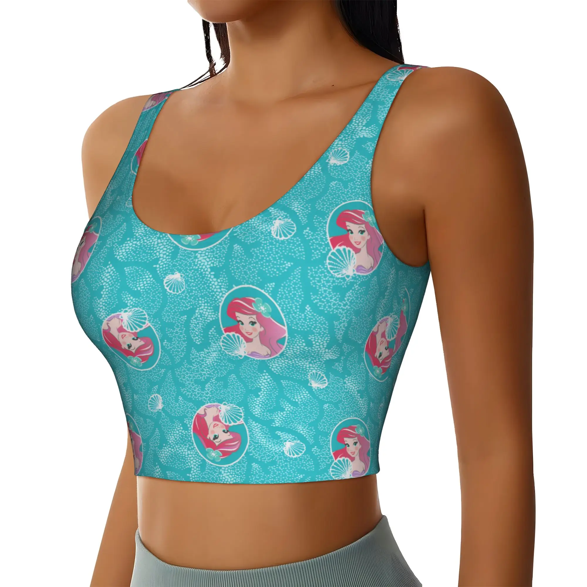 Custom Littles Anime Mermaides High Impact Sports Bras for Women  Seamless Workout Yoga Crop Tank Tops