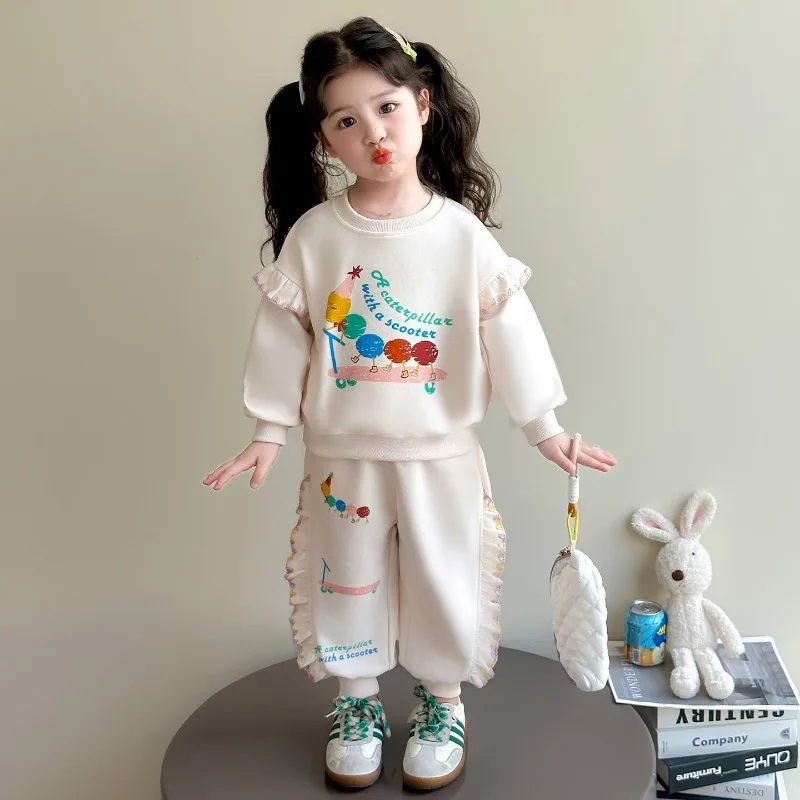 RAISE Herbst Kinder Mädchen 2-teiliges Kleidungsset 2-8 Jahre Mädchen Cartoon-Sweatshirts Anzüge 2026 Lose Lässige Hosen mit Elastischem Bund Outfit – Detail 1