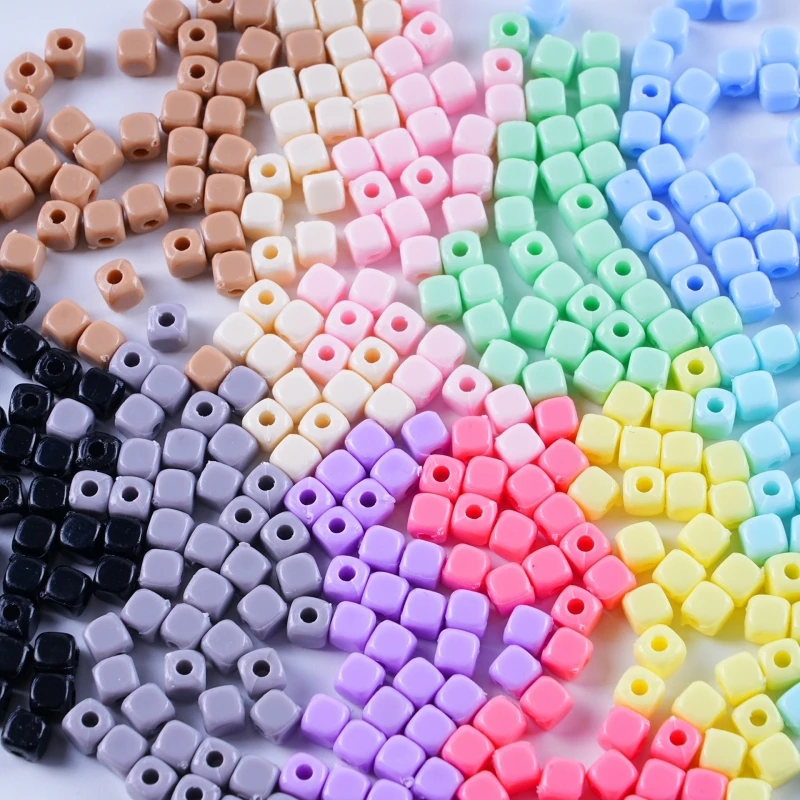 4mm 200pcs Color Small Square DIY Mobile Phone Chain Bracelet Necklace Beads Straight Hole Beads Material Jewelry Accessories