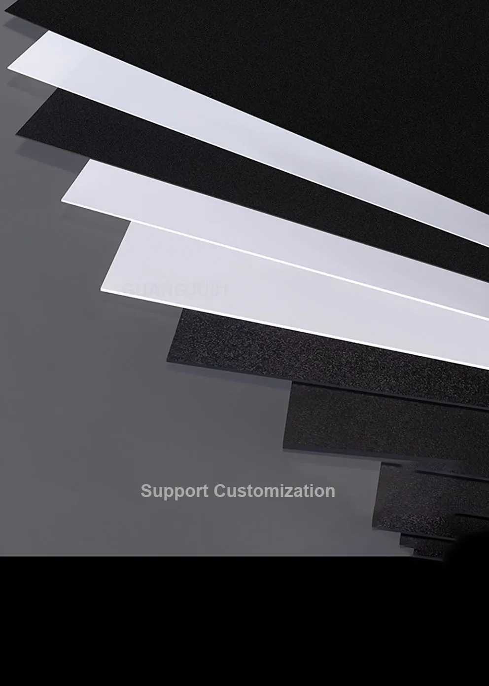 Frosted White / Black PP Plastic Sheet  100x200 210x297 200x300 300x400mm Thickness 0.3/0.4/0.5/0.6/0.8/1/1.5/2mm