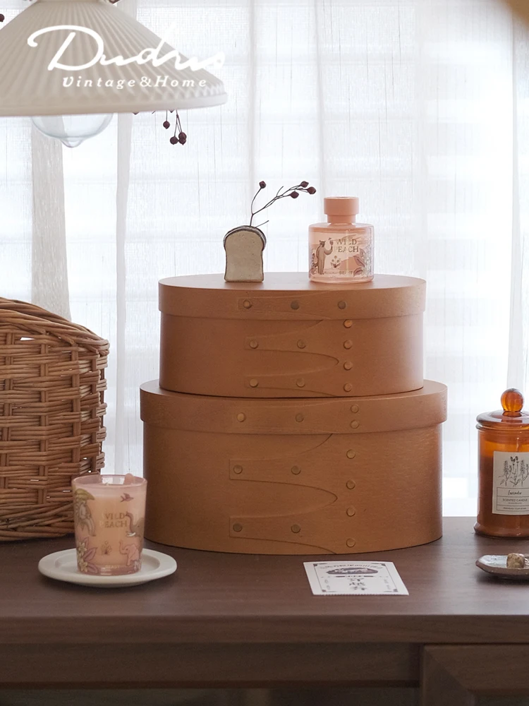 

Скандинавская ретро-коробка для хранения из дерева ручной работы, простая круглая, художественная, для дома и кухни от Duduo Home Decor