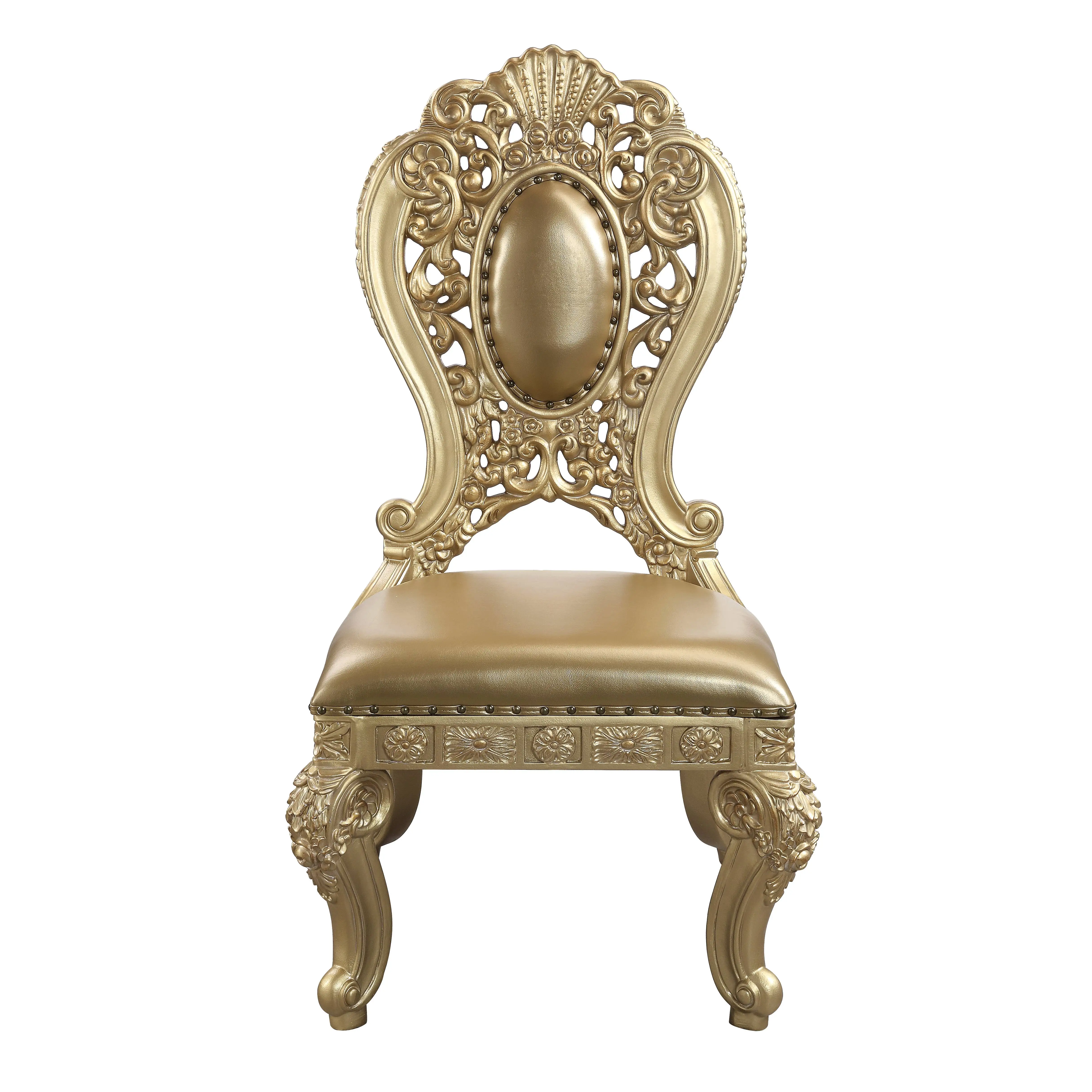 ACME Seville Side Chair (1Pc/1Ctn), Tan PU & Gold Finish