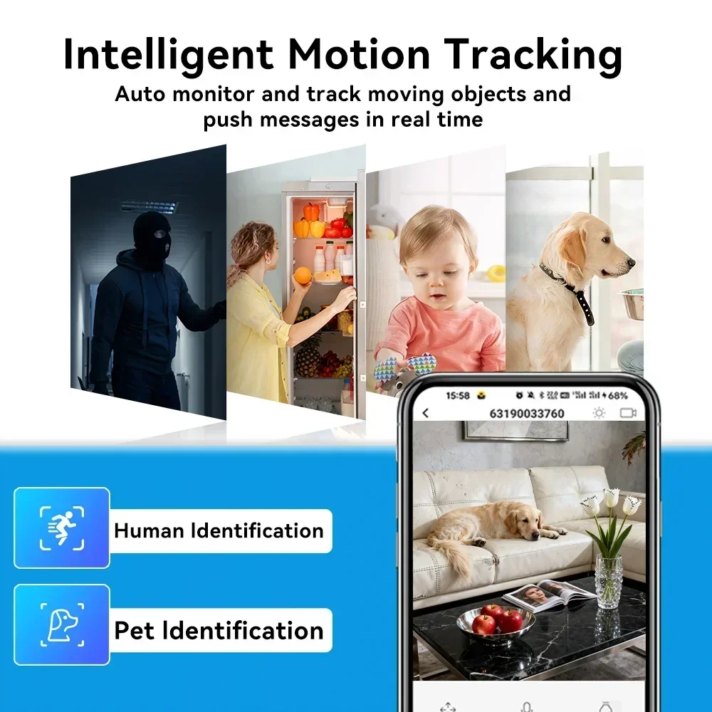 PEGATAH 2K Smart Home Security Camera 360° PTZ Automatic Tracking AI Detection Night Vision Security Surveillance Baby Monitor image 6