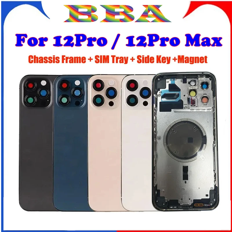 

For Iphone 12 Pro Max 12Pro 12Promax Housing Cover Battery Door Rear Chassis Middl Frame With Back Glass +magnet