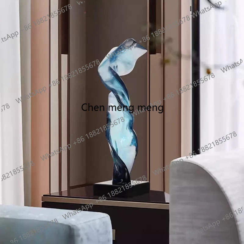 

Hotel lobby modern abstract transparent sculpture decoration light luxury floor-to-ceiling entrance ornaments