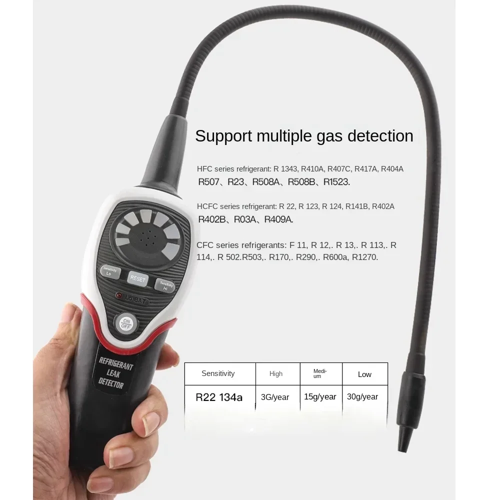 Refrigerant Halogen Leak Detector Tester Meter RLD-382P Air Conditioner Refrigeration System Halogen Gas Freon Leak Detector