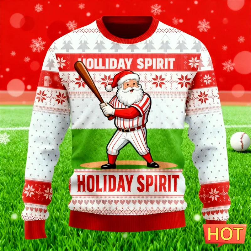 2026 جديد مضحك سانتا كلوز الجرافيك بلوزات موضة عطلة ارتداء ثلاثية الأبعاد مطبوعة القبيح عيد الميلاد سترة فضفاضة تنفس البلوفرات