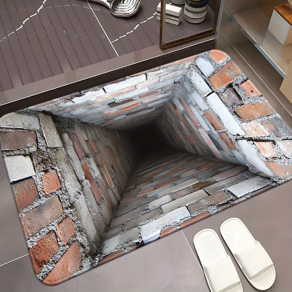 Felpudo de puerta delantera VIKAMA: diseño de trampa de ilusión óptica 3D, alfombra para zona de entrada, alfombra para suelo de sala de juegos