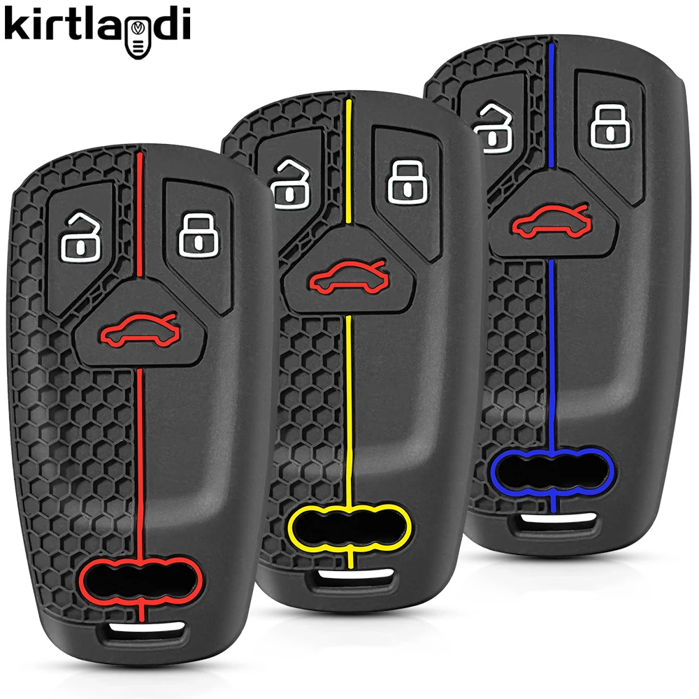 Silicone Remote Key Case Holder For Audi A5 A4 B9 TT Q7 A6 Q5 Sline SQ5 8S 8W 4M S4 S5 S7 TTS TFSI RS Car Key Cover