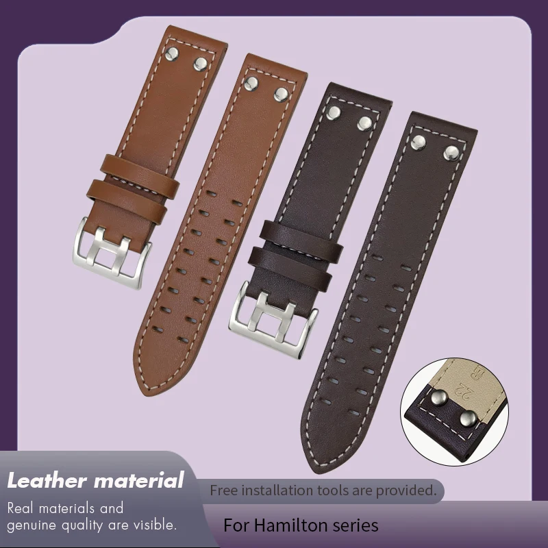 Cowhide Leather Watch Strap for Hamilton KHAKI AVIATION NAVY FIELD H77616 JAZZMASTER 19mm 20mm 21mm 22mm Calf Skin Watchband