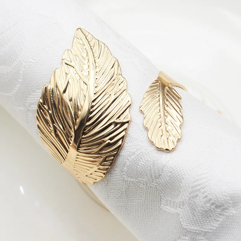 Leaf Napkin Buckles Fall Leaves Gold Metal Napkin Buckle Cloth Ring Wedding Event Decor Crafts Party Christmas Decorations