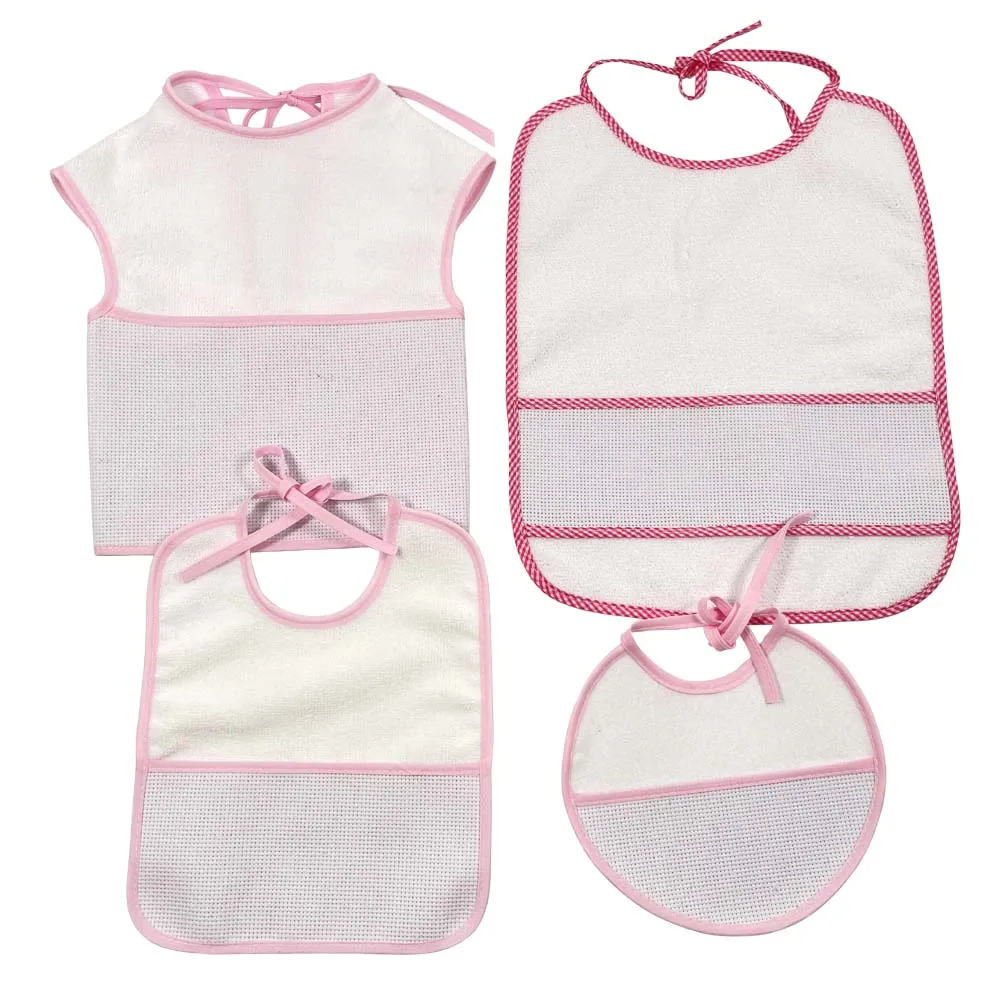 

Free Shipping Cross Stitch Bibs Infant Saliva Towels Burp Cloths Baby Waterproof Bebe Girls DIY 4PCS/Set