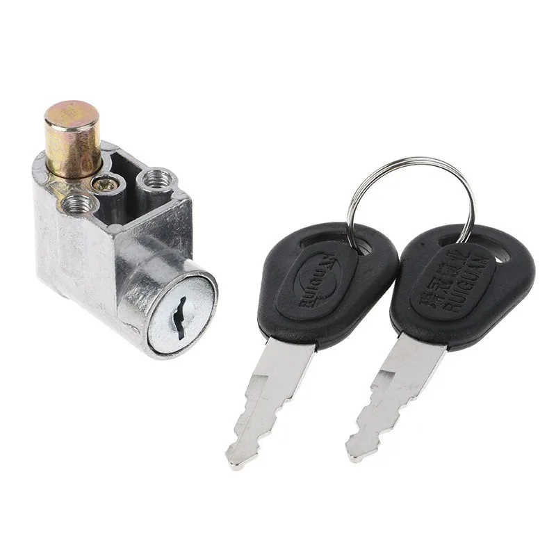 Motorcycle Electric Bike Ignition Switch Battery Safety Lock, Metal Lock with 2 Keys for Scooter, 16.5mm Hole Centers