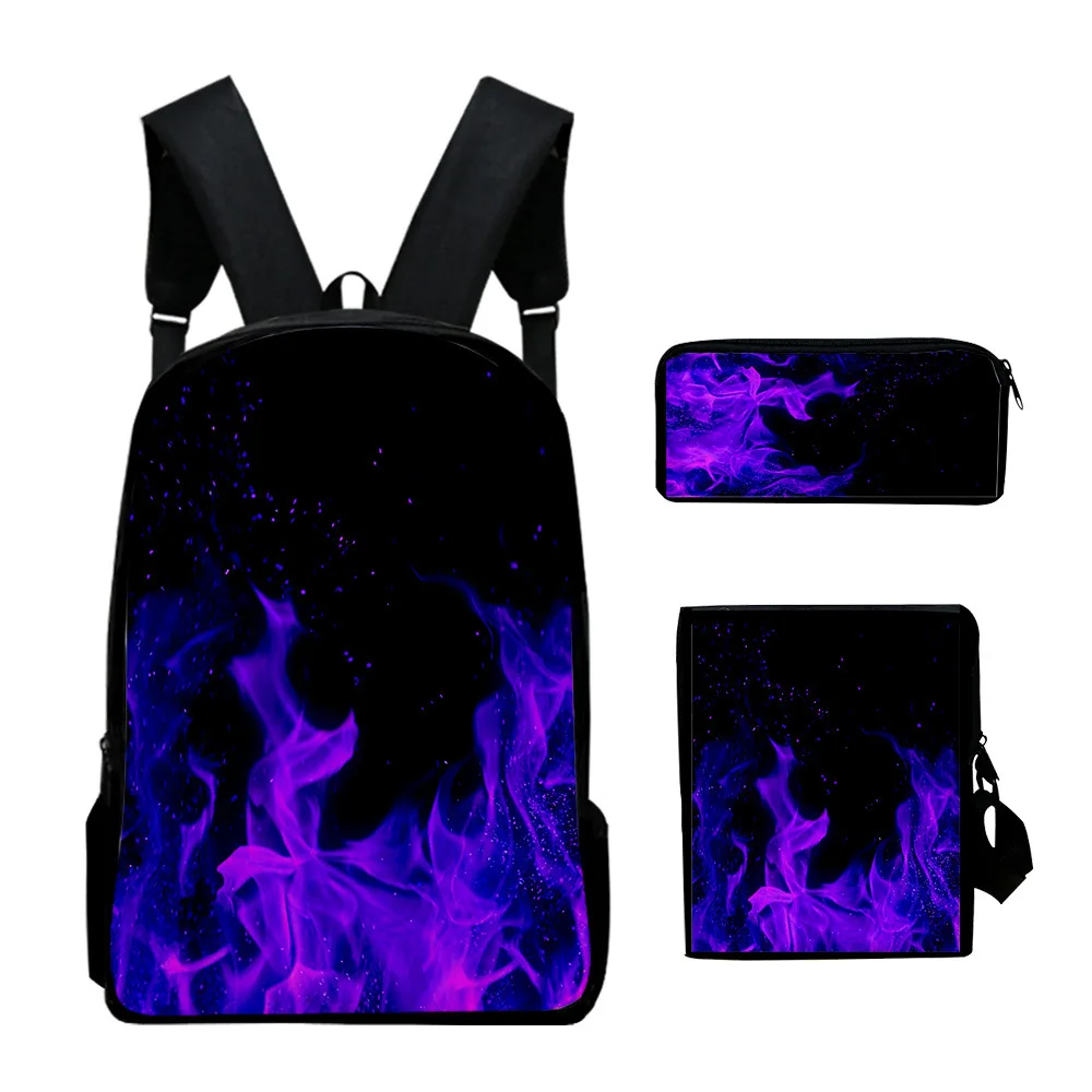 Classic Popular Cool flame 3D Print 3pcs/Set pupil School Bags Laptop Daypack Backpack Inclined shoulder bag Pencil Case