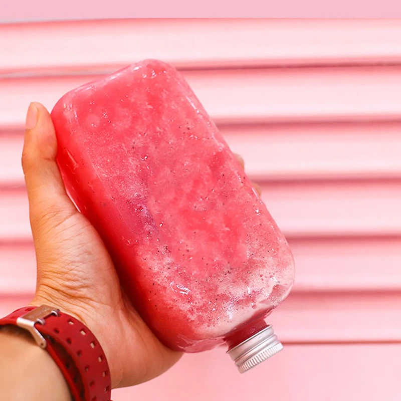 400ml Flat Square Bottle Drink Bottle Juice Cup Milk Tea Juice Cold Drink Bottle 1pcs