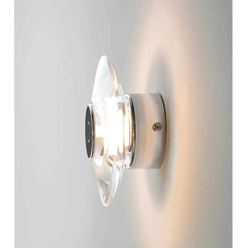 

Italian minimalist art lamp round bedroom crystal bedside wall lamp Bauhaus modern corridor aisle mirror headlamp