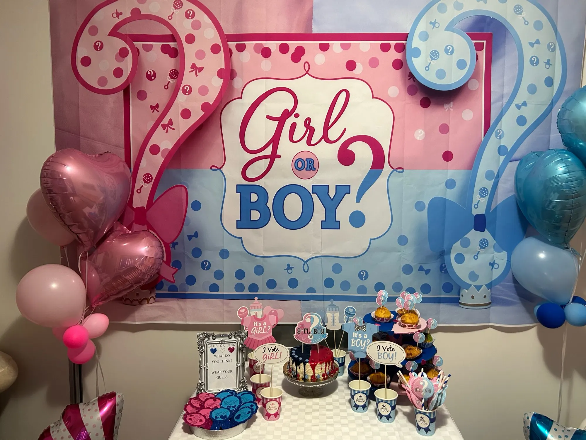 Gender Reveal Party Boy o Girl Photocall sfondo neonato doccia per fotografia sfondo Decor Photo Studio puntelli