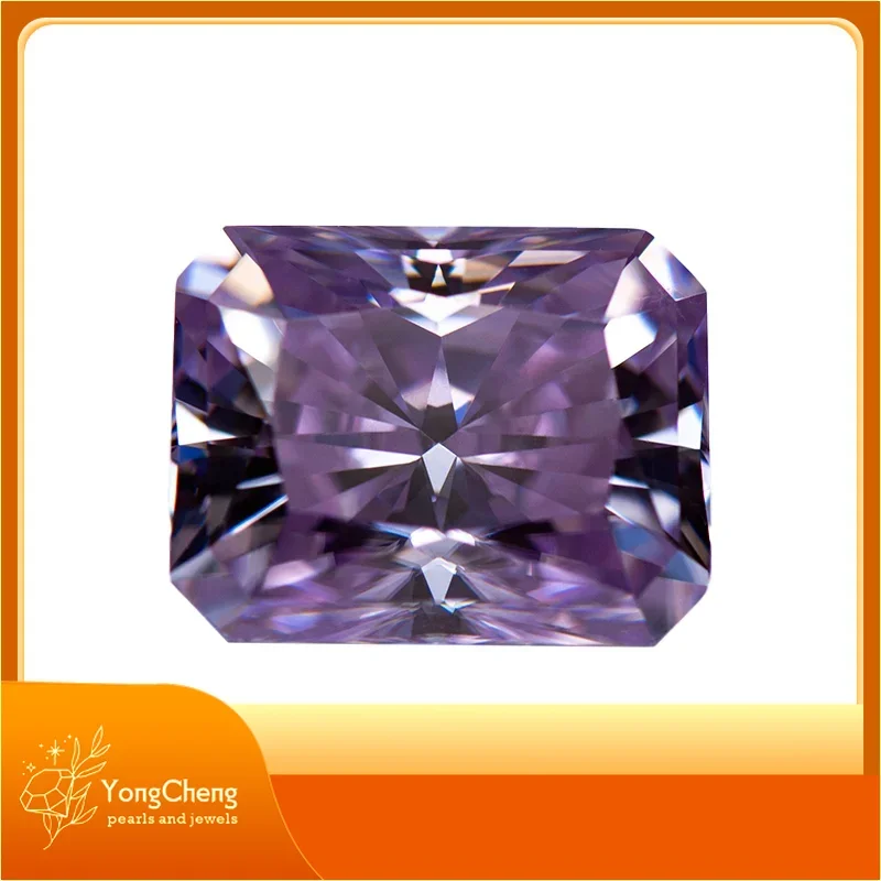 Pedra moissanite cor roxa clara corte radiante laboratório cultivado diamante diy anel colar brincos materiais principais com certificado gra