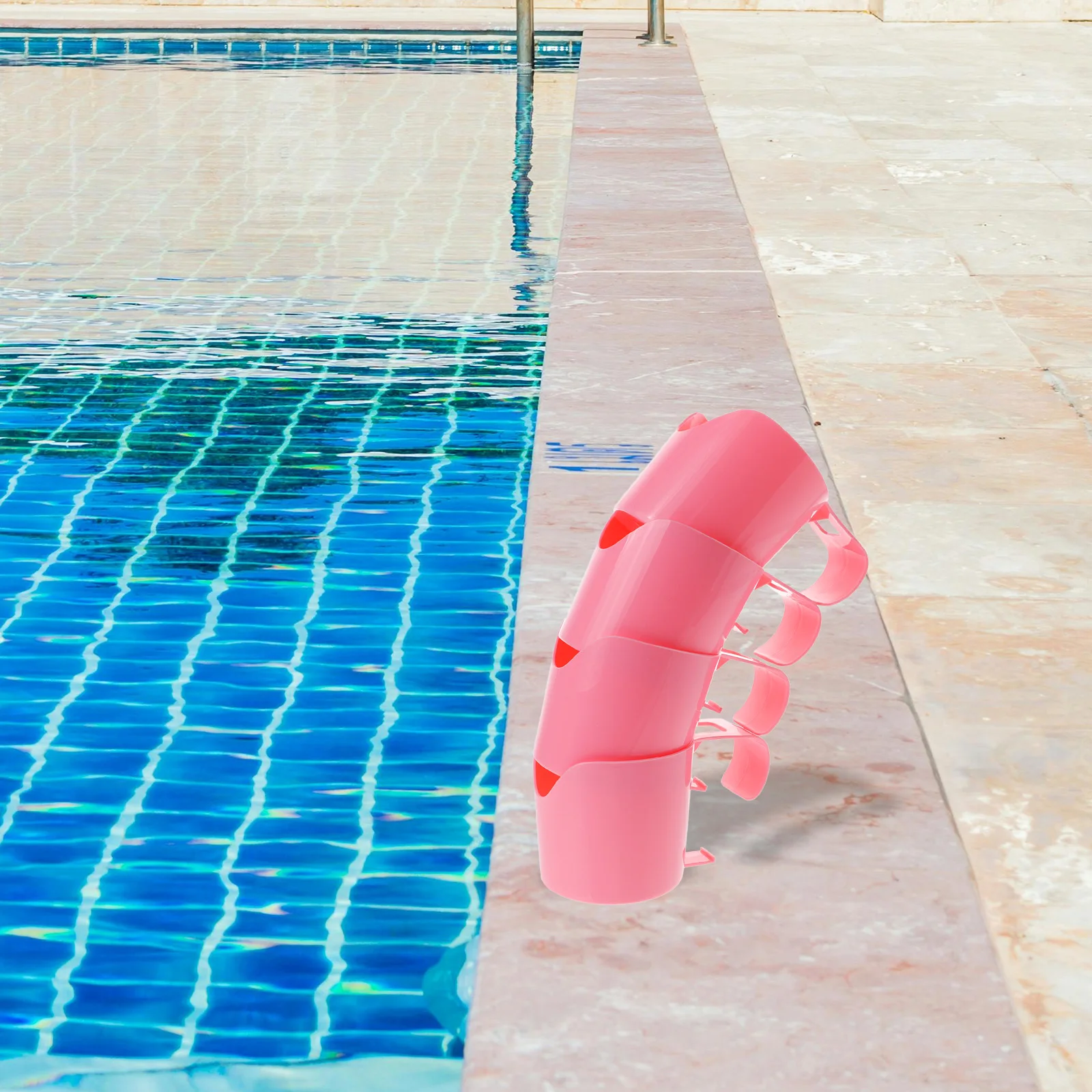 

4Pcs Pool Side Cup Holder Plastic Beverage Rack for Above Ground Pool Outdoor Use Holds Cans Bottles Cups Wine Glasses Securely